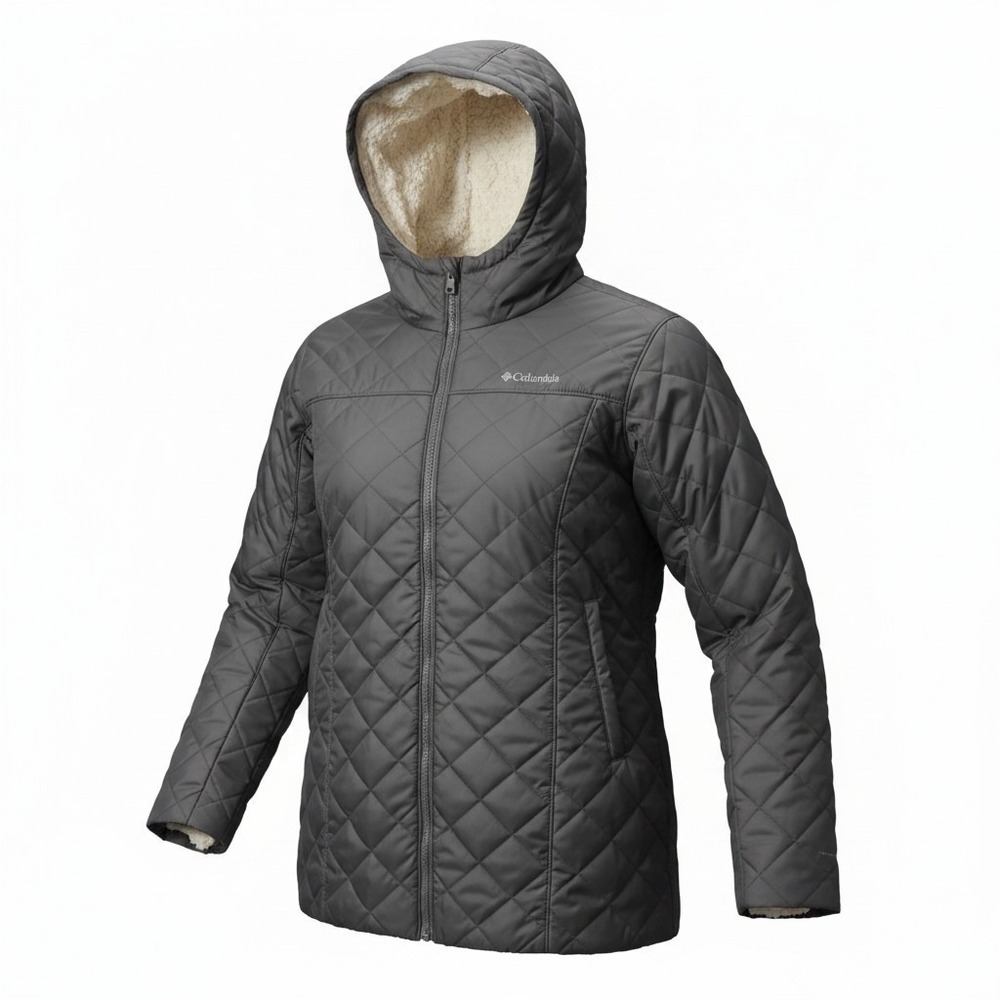 Columbia Coat Womens XL Puffer Quilted Sherpa Hooded Long Winter Jacket Ski Snow